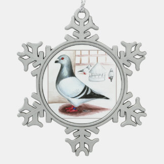 Giant Homer Pigeon 1973 Snowflake Pewter Christmas Ornament