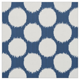 Giant Ikat Dots, white dots on cobalt blue Fabric