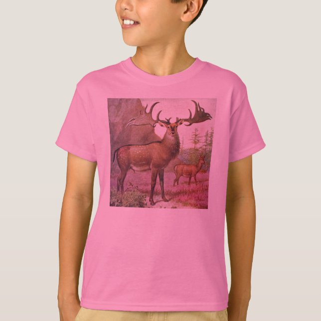 Giant Irish Deer Prehistoric Animals Antique Print T-Shirt (Front)