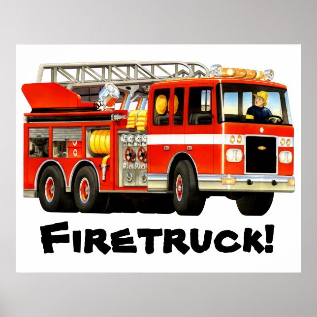 Giant Kid's Red Fire Truck Poster (Front)