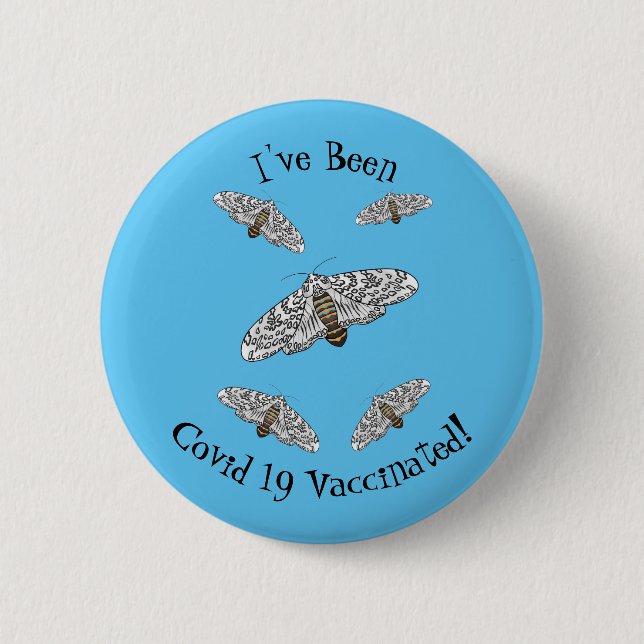 Giant leopard moth cartoon illustration  6 cm round badge (Front)