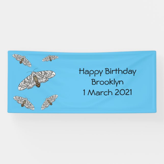 Giant leopard moth cartoon illustration  banner (Horizontal)