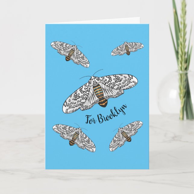 Giant leopard moth cartoon illustration card (Front)