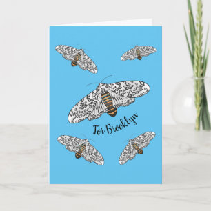Giant leopard moth cartoon illustration card
