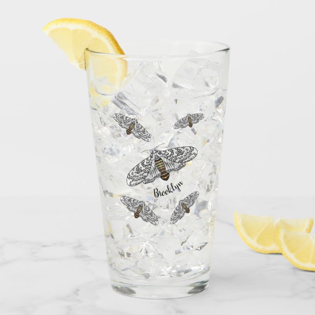 Giant leopard moth cartoon illustration  glass (Front Ice)