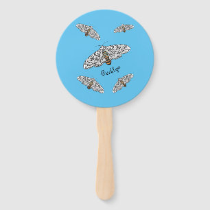 Giant leopard moth cartoon illustration hand fan
