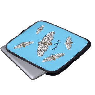 Giant leopard moth cartoon illustration laptop sleeve