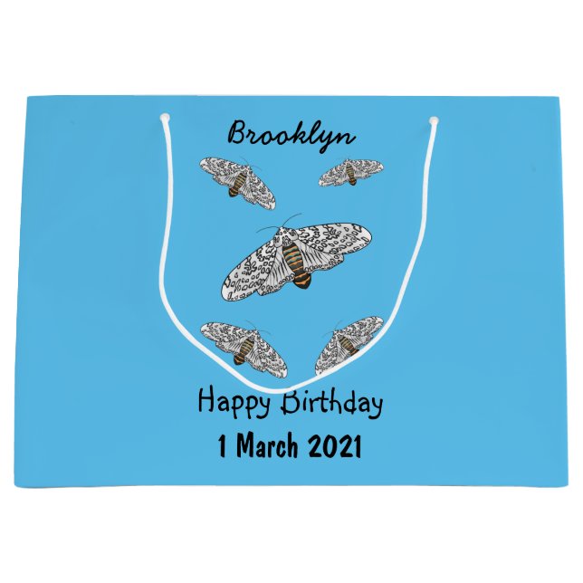 Giant leopard moth cartoon illustration  large gift bag (Front)