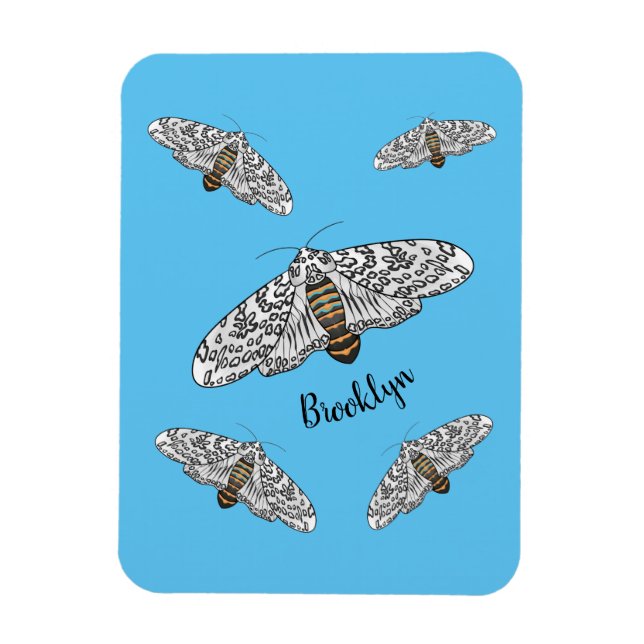 Giant leopard moth cartoon illustration  magnet (Vertical)