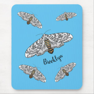 Giant leopard moth cartoon illustration mouse pad