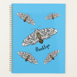 Giant leopard moth cartoon illustration planner