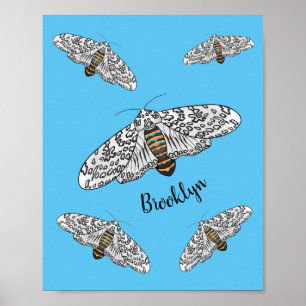 Giant leopard moth cartoon illustration  poster