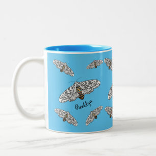Giant leopard moth cartoon illustration Two-Tone coffee mug