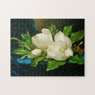 Giant Magnolia on Blue Velvet Flowers Heade Puzzle