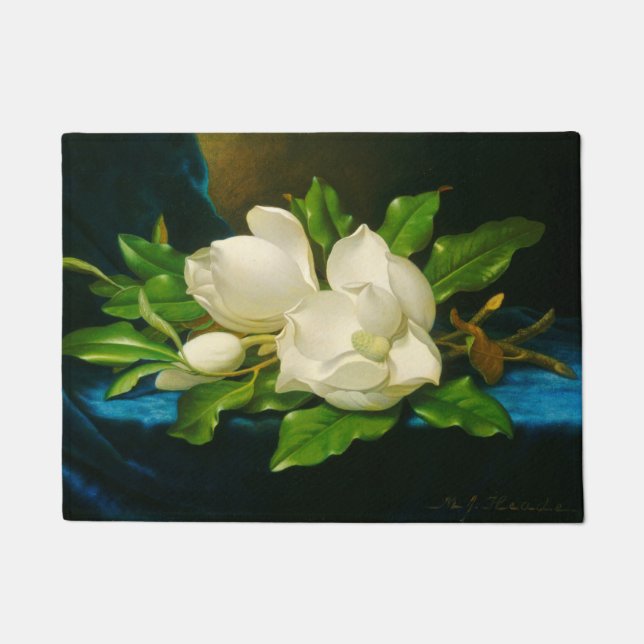 Giant Magnolias on a Blue Velvet Cloth (Heade) Doormat (Front)