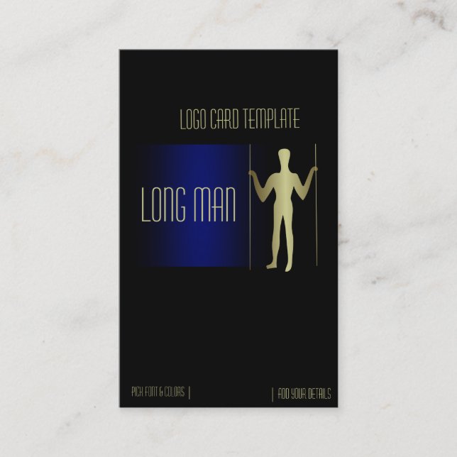 Giant Man Simple Gold Logo Business Card (Front)