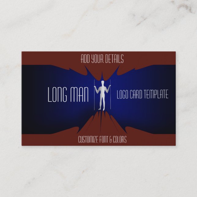 Giant Man Simple Silver Logo Business Card (Front)