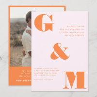 Giant Monogram Ampersand Peach Orange Pink Wedding