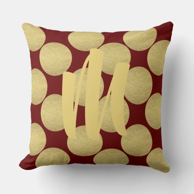 Giant Monogram Gold Polka Dots Cushion (Front)