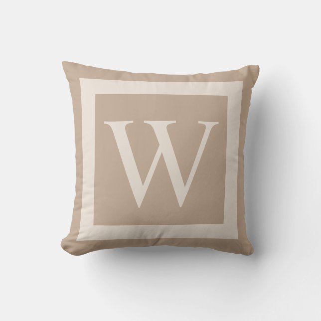 Giant Monogram on Beige Background Cushion (Front)