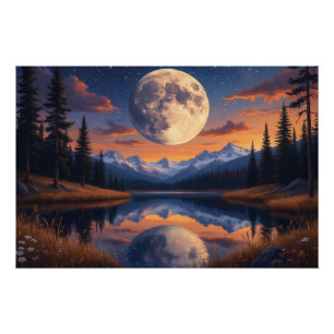 Giant Moon: Night Reflections Poster