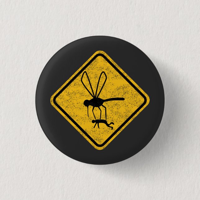 Giant Mosquitoes Warning Road Sign 3 Cm Round Badge (Front)