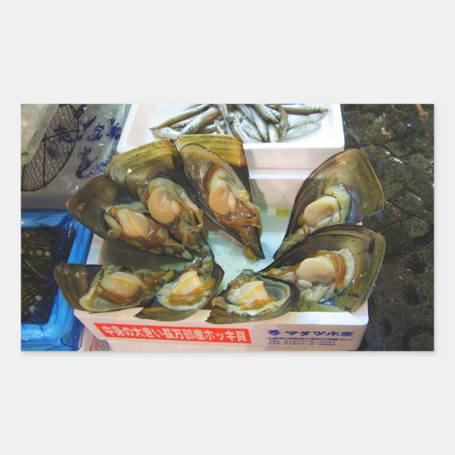 Giant Mussels Tsukiji Fish Market, Tokyo, Japan Rectangular Sticker (Front)