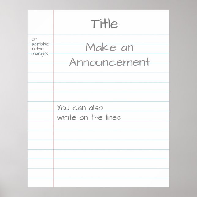 Giant Note Paper Customised Visual Aid Memo Poster (Front)