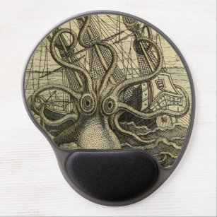 Giant Octopus Vintage 1801 Etching Gel Mouse Pad