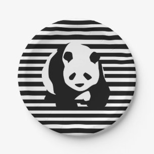 Giant Panda and Stripes Paper Plate