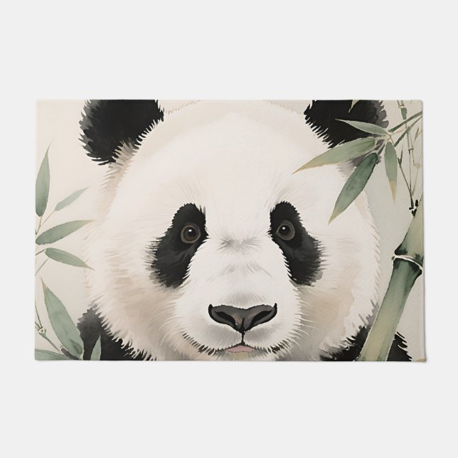 Giant Panda Bamboo Portrait Doormat (Front)