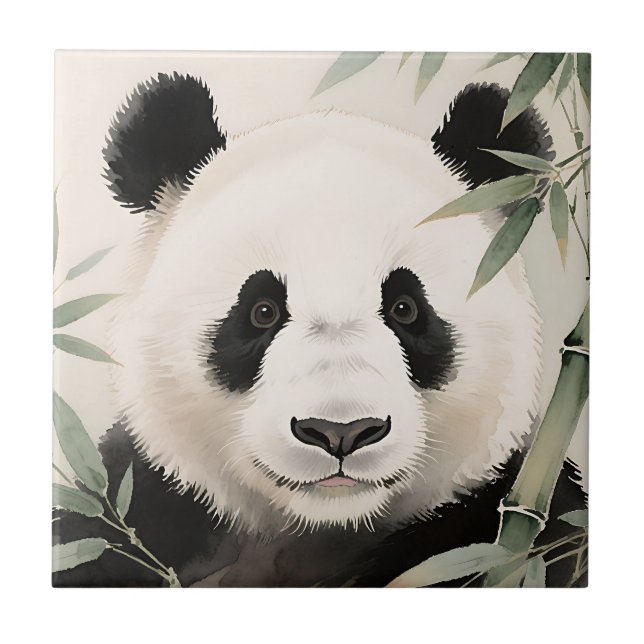 Giant Panda Bamboo Portrait Tile (Front)