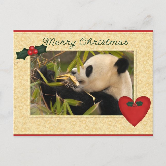 Giant Panda Bear & Baby Panda Christmas Card (Front)