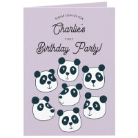 Giant Panda Bear First 1st Birthday Party Invite