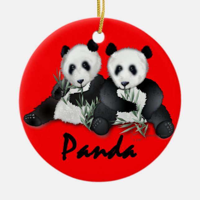 Giant Panda Bears Christmas Ornament (Front)