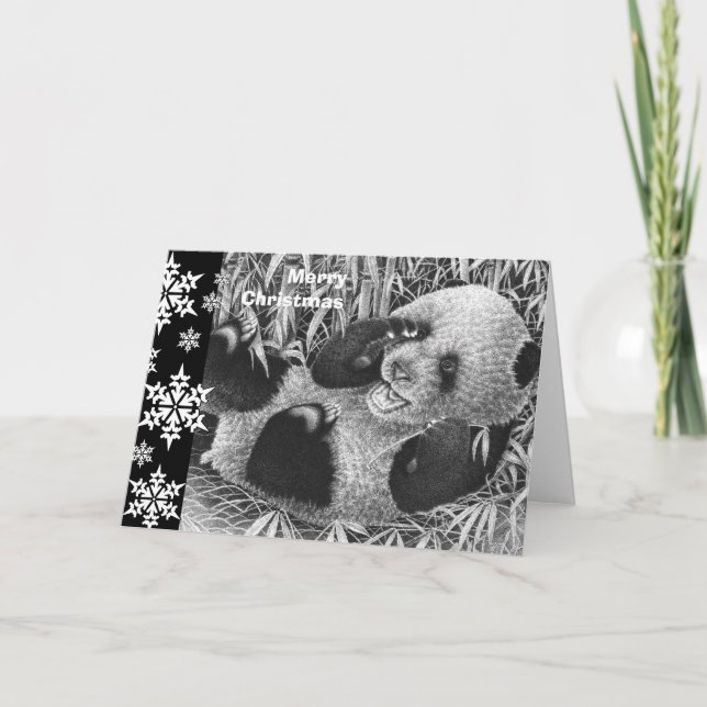 Giant Panda Cub Christmas Card (Front)