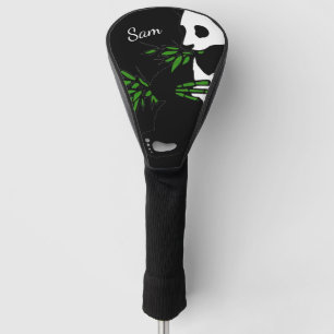 Giant Panda Eats Bamboo Black Golf Head Cover
