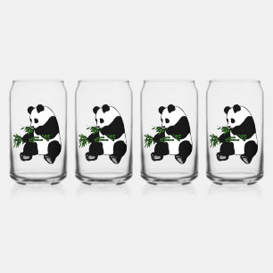 Giant Panda Eats Bamboo Can Glass