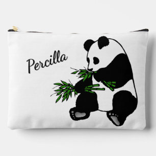Giant Panda Eats Bamboo Name   Accessory Pouch