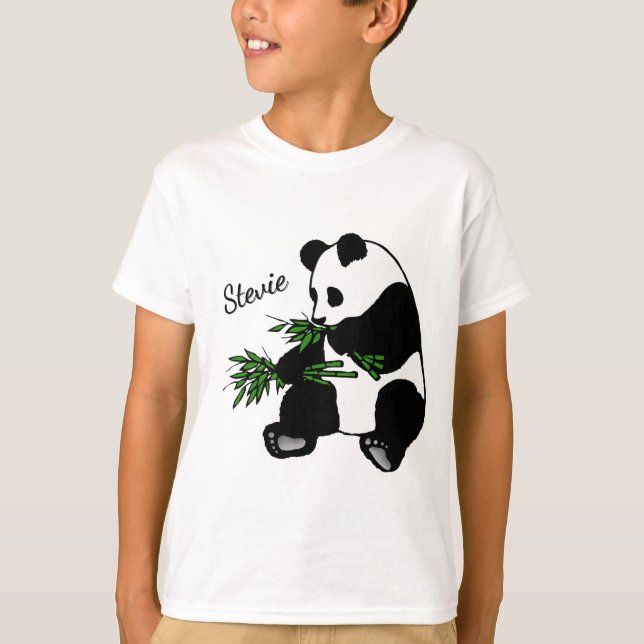 Giant Panda Eats Bamboo Name   T-Shirt (Front)