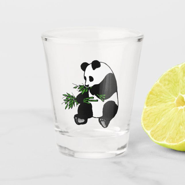 Giant Panda Eats Bamboo Shot Glass (Front)