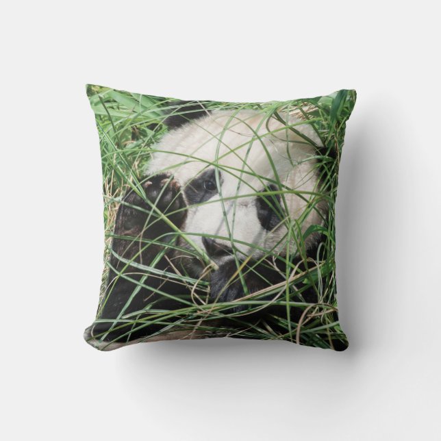 Giant Panda Hiding In Grass Cushion (Front)
