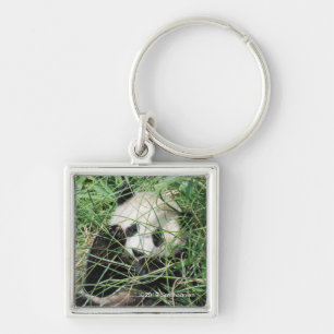 Giant Panda Hiding In Grass Key Ring