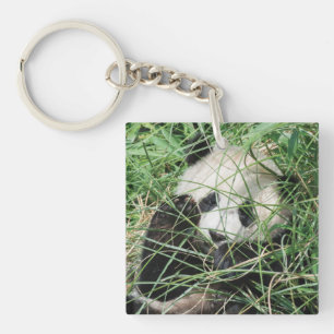 Giant Panda Hiding In Grass Key Ring