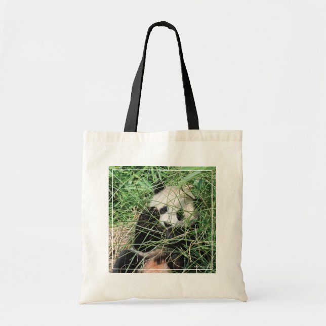 Giant Panda Hiding In Grass Tote Bag (Front)