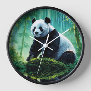 Giant Panda in Bamboo Forest Clock