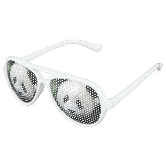 Giant Panda in Sunlit Green Grass Aviator Sunglasses