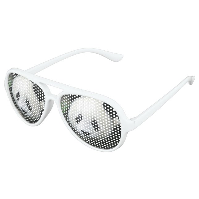 Giant Panda in Sunlit Green Grass Aviator Sunglasses (Angled)