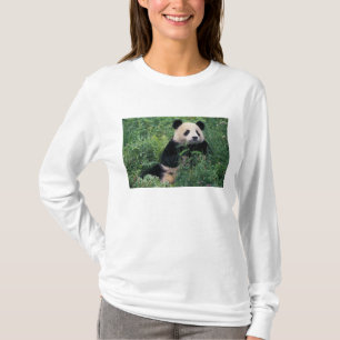 Giant panda in the grass, Wolong Valley, Sichuan T-Shirt