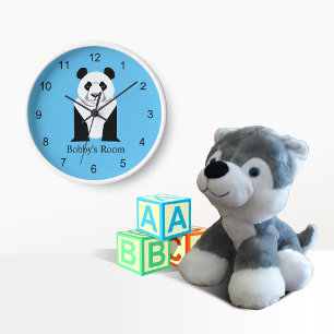Giant Panda Kids Wall Decor Round Clock